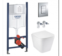 Комплек: Інсталяційна система Grohe Rapid SL 38840000 з кнопкою Skate + Унітаз безобідковий Kroner Eifel з сидінням Slim, Soft-close 