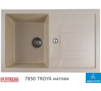 Гранитная кухонная мойка Platinum 7850 TROYA матовая Песок