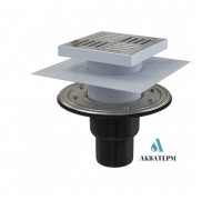Трап сливной, прямой выпуск, металлическая решетка AlcaPlast 150×150/50/75 арт.APV4444