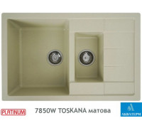 Гранитная кухонная мойка Platinum 7850W TOSKANA матовая Айвори