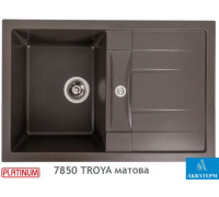 Гранитная кухонная мойка Platinum 7850 TROYA матовая Темная скала