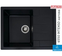 Гранитная кухонная мойка Platinum 6550 INTENSO матовая Черный металлик
