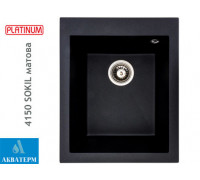 Гранитная кухонная мойка Platinum 4150 SOKIL матовая Черный металлик