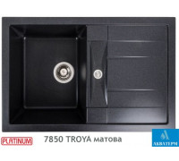 Гранитная кухонная мойка Platinum 7850 TROYA матовая Карбон