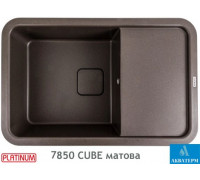 Гранитная кухонная мойка Platinum 7850 CUBE матовая Темная скала