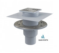 Трап сливной, прямой выпуск, металлическая решетка AlcaPlast 105×105/50, Арт. APV2324
