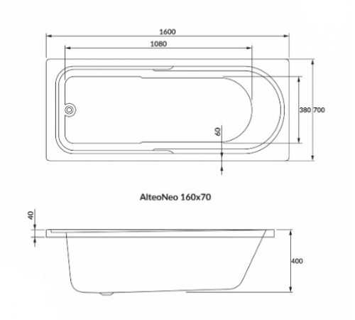 Ванна акрилова Volle Altea Neo 160x70 (1228.001670) Ванна акрилова Volle Altea Neo 160x70 (1228.001670)