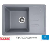 Гранитная кухонная мойка Platinum 6243 LIANA матовая Серый металлик