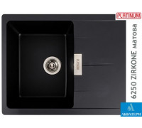 Гранитная кухонная мойка Platinum 6250 ZIRKONE матовая Черная