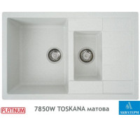 Гранитная кухонная мойка Platinum 7850W TOSKANA матовая Белая в точку
