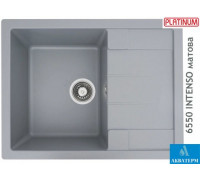 Гранитная кухонная мойка Platinum 6550 INTENSO матовая Серый металлик