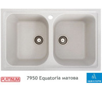 Гранитная кухонная мойка с двумя чашами Platinum 7950 Equatoria глянец Белая в точку