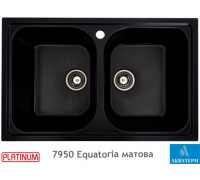 Гранитная кухонная мойка с двумя чашами Platinum 7950 Equatoria глянец Черный