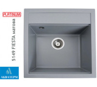 Гранитная кухонная мойка Platinum 5149 FIESTA матовая Серый металлик