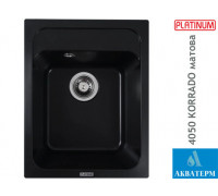 Гранитная кухонная мойка Platinum 4050 KORRADO матовая Черная