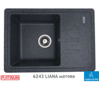 Гранитная кухонная мойка Platinum 6243 LIANA матовая Графит