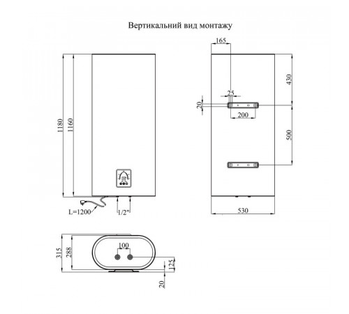 Водонагреватель Kroner Flacher K100F2-D с сухим ТЭНом ( 100 л) Водонагреватель Kroner Flacher K100F2-D с сухим ТЭНом ( 100 л)
