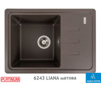 Гранитная кухонная мойка Platinum 6243 LIANA матовая Темная скала