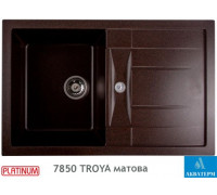 Гранитная кухонная мойка Platinum 7850 TROYA матовая Шоколад