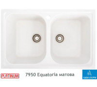 Гранитная кухонная мойка с двумя чашами Platinum 7950 Equatoria глянец Белоснежная