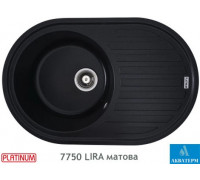 Гранітна кухонна мийка Platinum 7750 LIRA матова Чорний металік