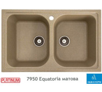 Гранітна кухонна мийка з двома чашами Platinum 7950 Equatoria глянець Бежевий
