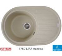 Гранитная кухонная мойка Platinum 7750 LIRA матовая Айвори