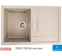 Гранитная кухонная мойка Platinum 7850 TROYA матовая Титан