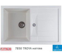 Гранитная кухонная мойка Platinum 7850 TROYA матовая Белоснежная