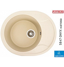 Гранитная кухонная мойка Platinum 5847 ONYX матовая Айвори