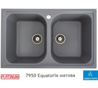 Гранитная кухонная мойка с двумя чашами Platinum 7950 Equatoria глянец Серый металлик