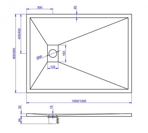 Душевой поддон EDEM 900x1200x32 мм белый (WT/90x120/W(W-90120) Душевой поддон EDEM 900x1200x32 мм белый (WT/90x120/W(W-90120)
