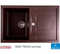 Гранитная кухонная мойка Platinum 7850 TROYA матовая Мокко