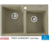 Гранитная кухонная мойка Platinum 7850 HARMONY матовая Беж