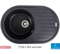 Гранитная кухонная мойка Platinum 7750 LIRA матовая Карбон