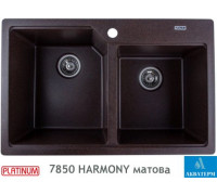 Гранітна кухонна мийка Platinum 7850 HARMONY матова Шоколад