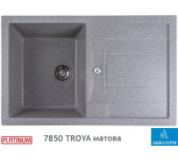 Гранитная кухонная мойка Platinum 7850 TROYA матовая Серая