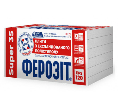 Плита пенополистирольная Ферозит 35 Super EPS-120 1000х500х20 (20 кг/м3). Цена за шт Плита пенополистирольная Ферозит 35 Super EPS-120 1000х500х20 (20 кг/м3). Цена за шт