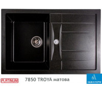 Гранитная кухонная мойка Platinum 7850 TROYA матовая Черная Gold