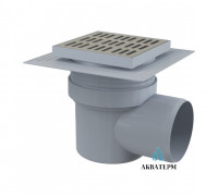 Трап сливной боковой с металлической решеткой AlcaPlast 150×150/110 арт.APV12