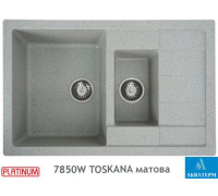 Гранитная кухонная мойка Platinum 7850W TOSKANA матовая Серая
