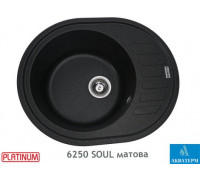Гранитная кухонная мойка Platinum 6250 SOUL матовая Черная Gold