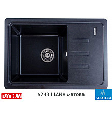 Гранитная кухонная мойка Platinum 6243 LIANA матовая Черный металлик
