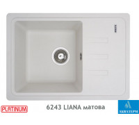 Гранитная кухонная мойка Platinum 6243 LIANA матовая Белая