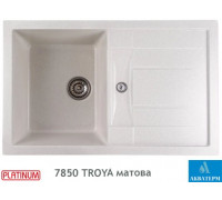 Гранитная кухонная мойка Platinum 7850 TROYA матовая Белая в точку