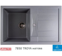 Гранитная кухонная мойка Platinum 7850 TROYA матовая Серый металлик