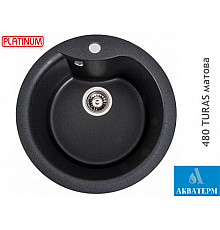 Гранітна кухонна мийка Platinum 480 TURAS матова Карбон