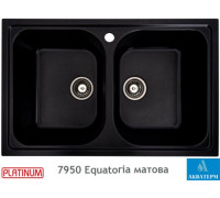 Гранітна кухонна мийка з двома чашами Platinum 7950 Equatoria глянець Чорний металік