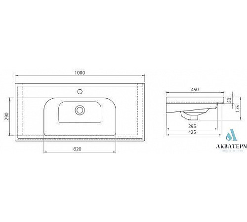 Умивальник CeraStyle Frame 100 см (5882) Умивальник CeraStyle Frame 100 см (5882)