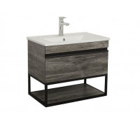 Тумба Aqua Rodos Loft-Iron (дуб морас) 75 см с умывальником Arte (консольная), 12295